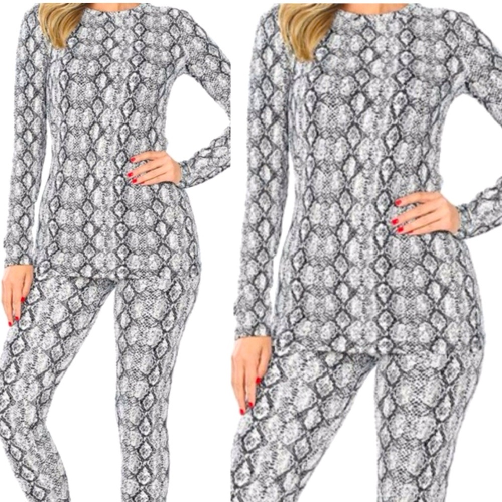 Zenana Python Snake Print Micro Fiber Loungewear Women Color Black Size XL